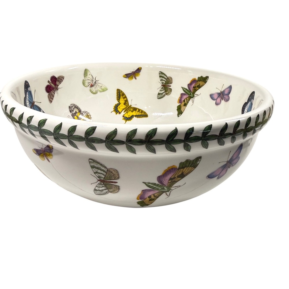 PORTMEIRION Botanic Garden 9" Salad Dessert Serving Bowl Butterfly Moth Bee NICE